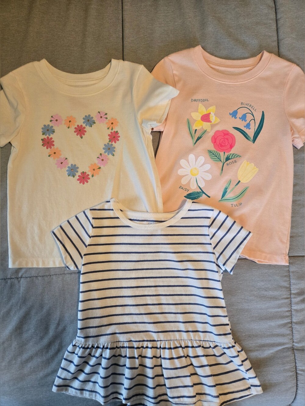 3 Toddler Girl Short Sleeve Shirts- 2 Cat and Jack and 1 Carter's- all 3T
